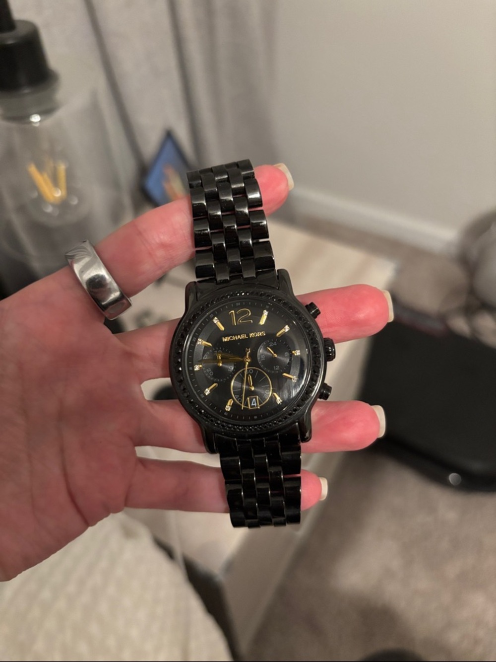 Michael Kors Black and Gold Link Chronograph Watch